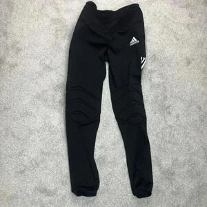 Adidas Womens Padded Leggings Sz S Climalite Black White Stripes Logo